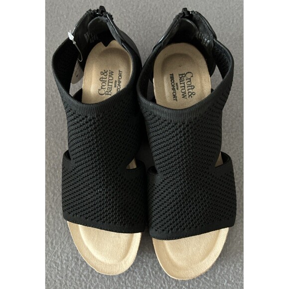 Croft & Barrow Women's Rosiee Zip Up Wedge Sandals Black Size 7.5 TEComfort NIB - Picture 3 of 12